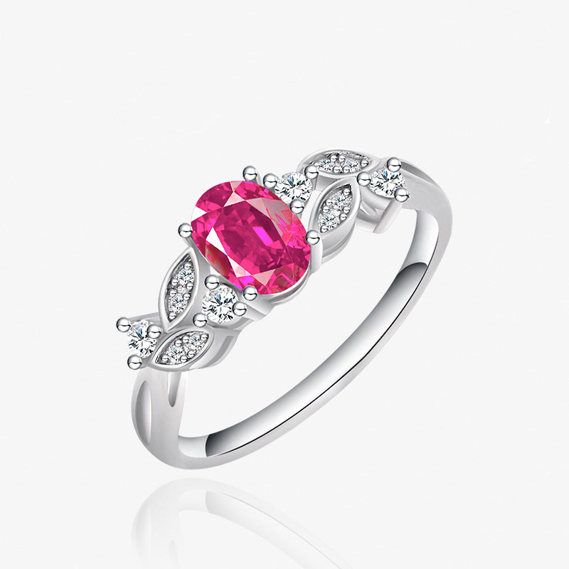 S925 Sterling Silver Ring with Pigeons-blood Ruby