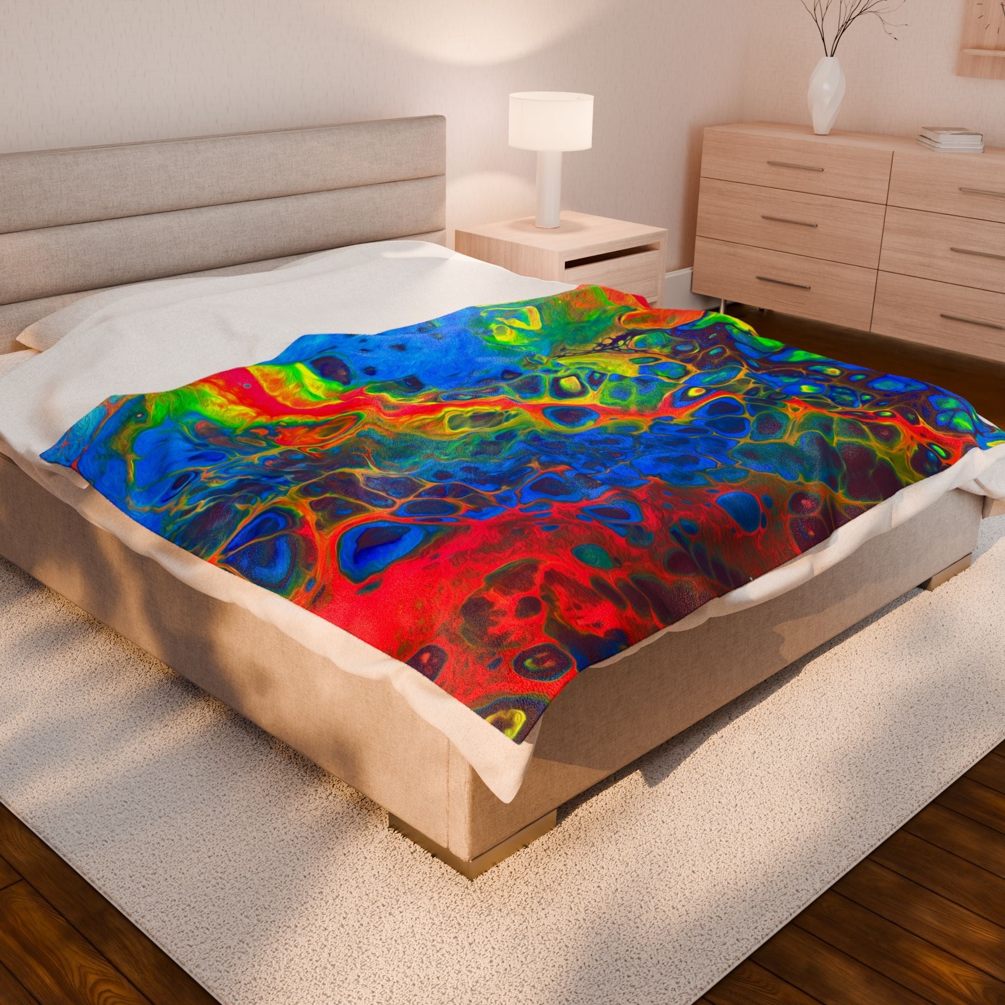 Bespattered Facade Rainbow Velveteen Plush Blanket | 3 Sizes