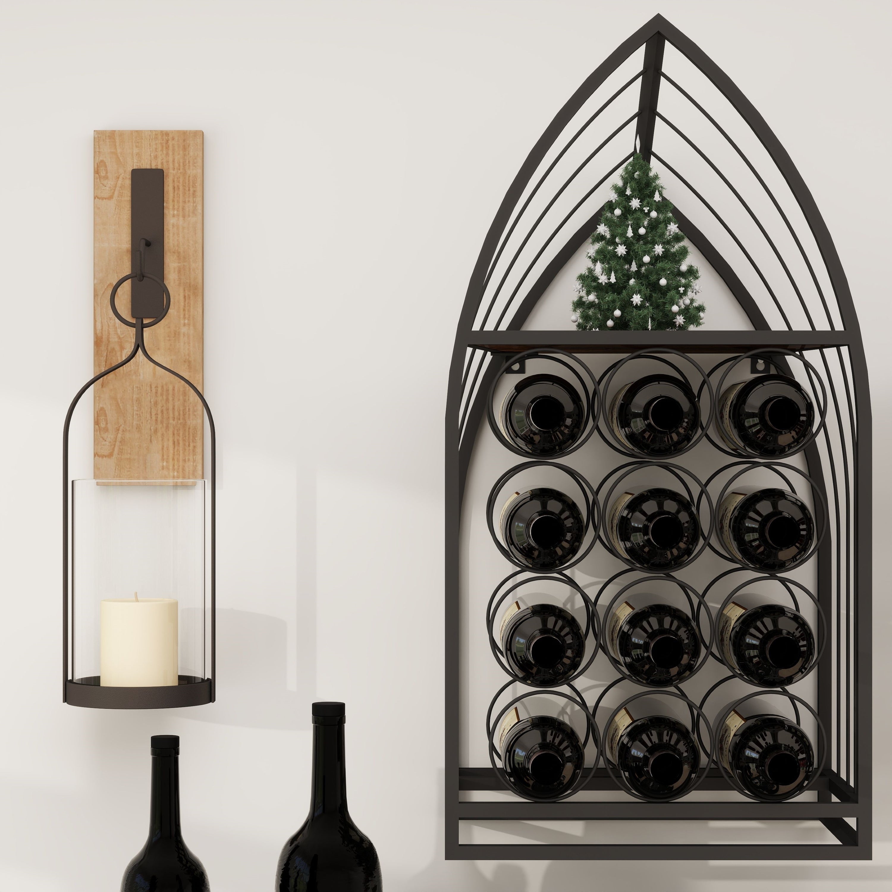 Sailboat Shaped Wine Cabinet Rack, 2 Piece Display Rack, Freestanding Wine Cabinet with Bottle Storage, Spirits and Wine Home Bar, Kitchen, Dining Room Storage Rack