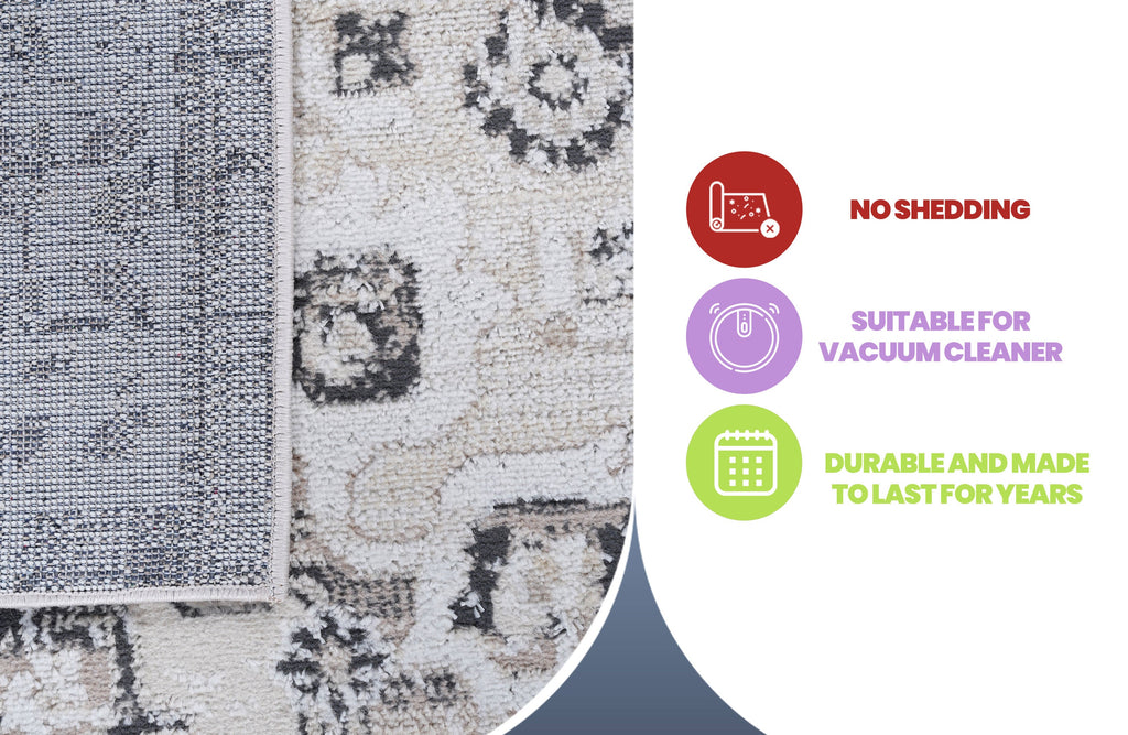 NAAR PAYAS Collection 2X8 Cream / Beige / Medallion Runner Rug