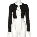 Women's Tie Crop Slim Fit Long Sleeve T-Shirt