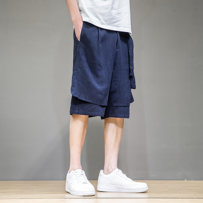 Men's Plus Size Casual Loose Linen Five-Point Shorts