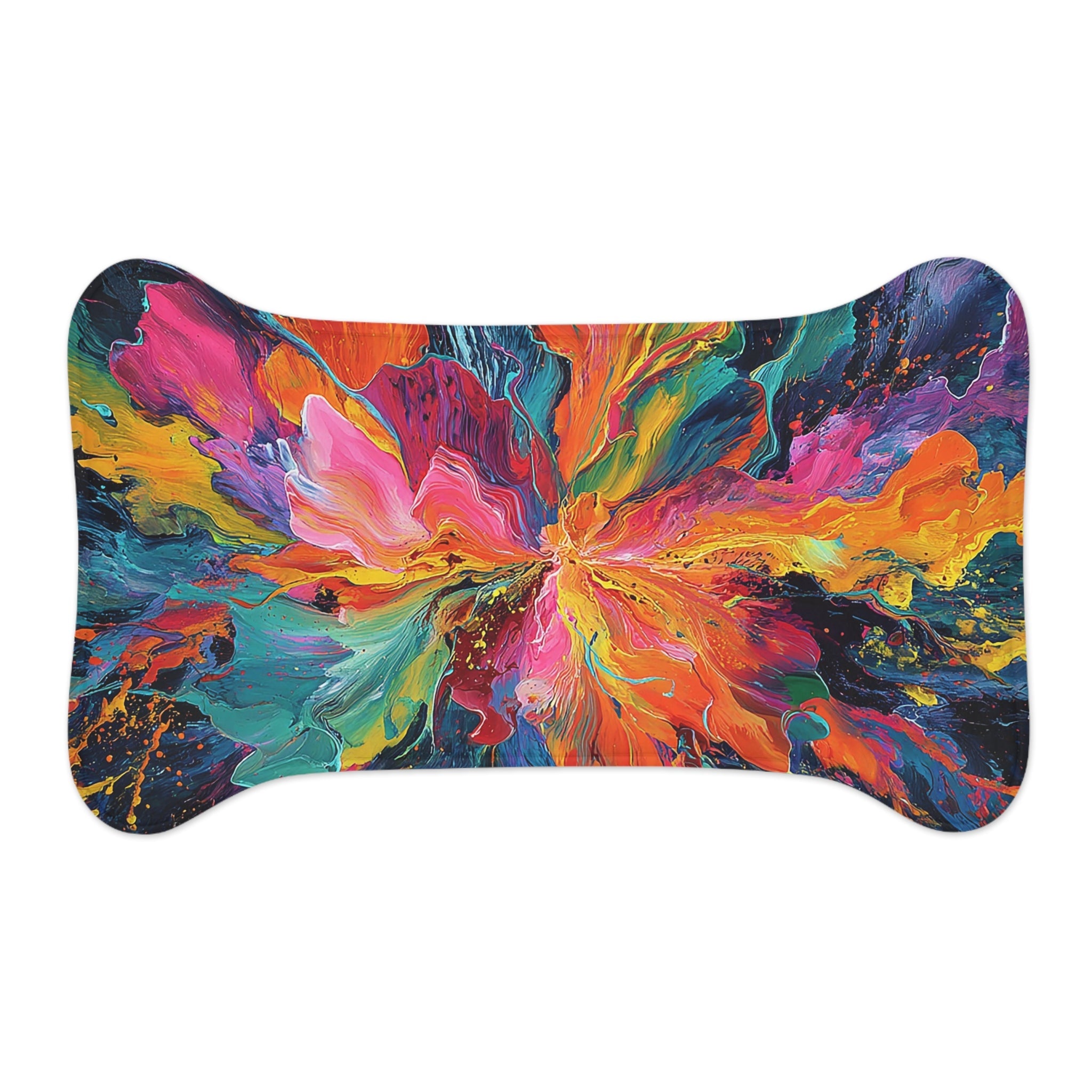 Bespattered Facade Colorful Paint Bloom Pet Feeding Mats (3 Shapes)