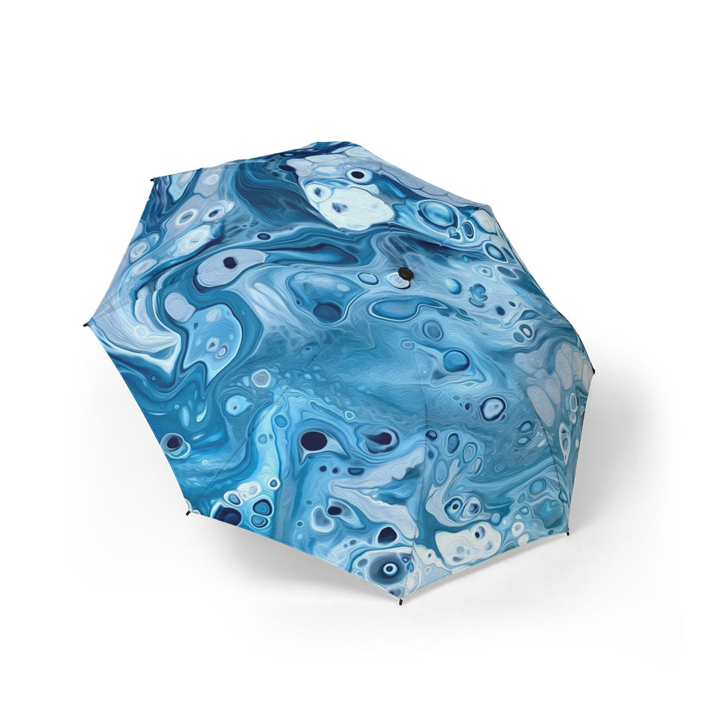 Bespattered Facade Blue Marble Foldable Umbrella — Compact Semi-Automatic Rain Parasol