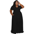 Plus Size Women's Casual V-neck Solid Color Clothing