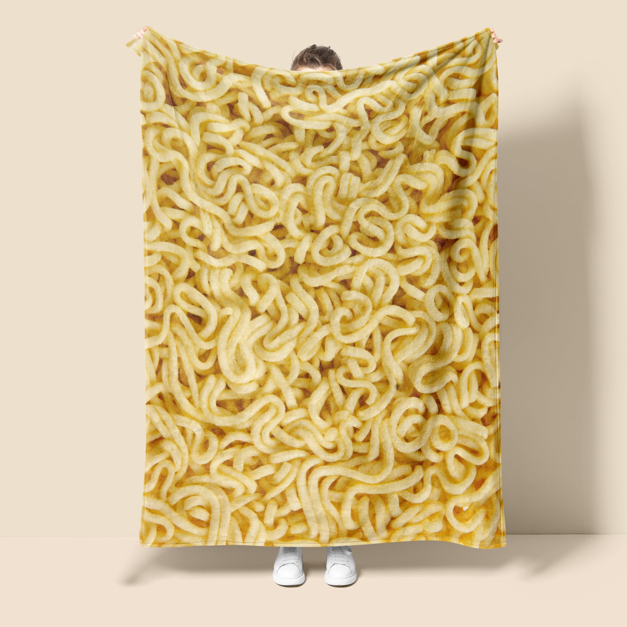 Bivycud Novelty Instant Noodles Blanket Funny Realistic Food Throw Blankets Ramen Texture Print Flannel Fleece Blanket for Bedroom Living Rooms Sofa Couch Beds Office Lap 80"x60"