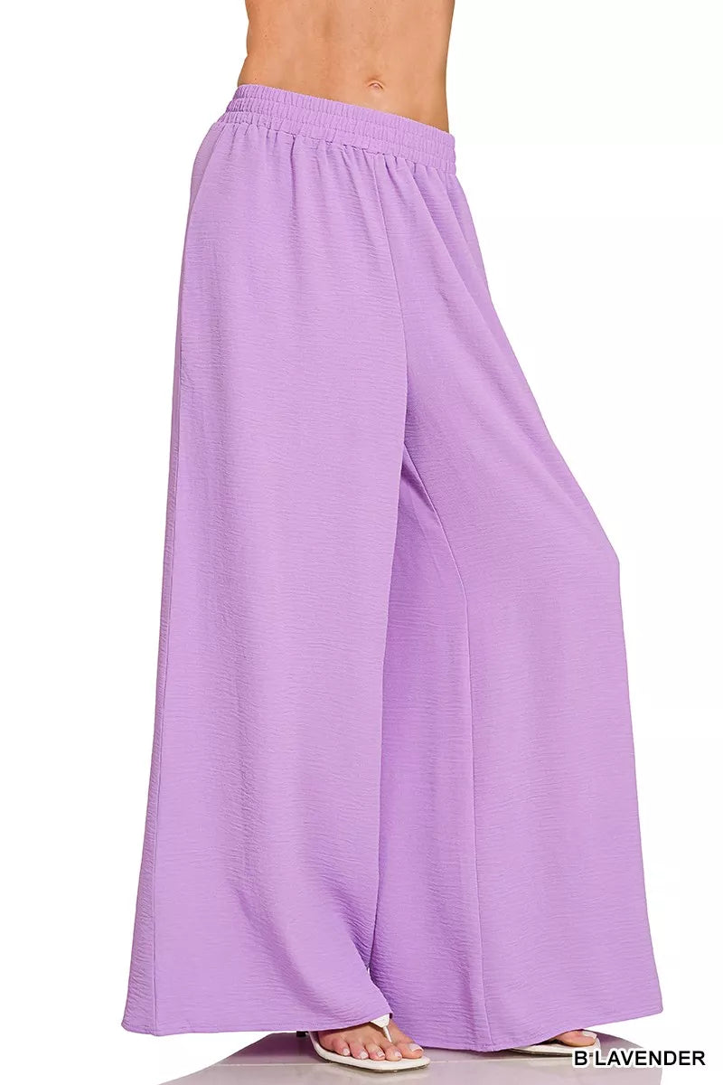 Zenana Woven Airflow Twisted Top & Wide Leg Pants Set