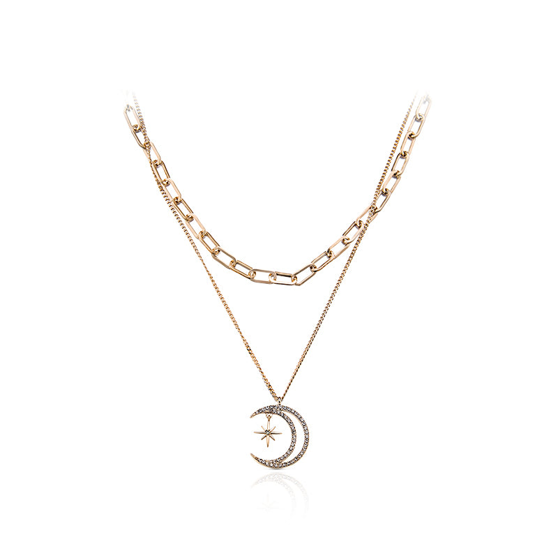 Korean Star and Moon Necklace, Women's Choker Chain