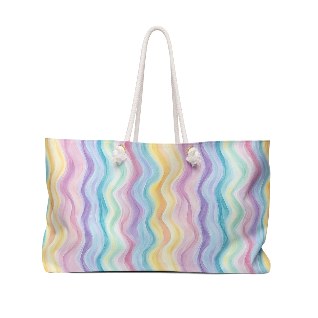 Bespattered Facade Pastel Squiggles Weekend Beach Tote Bag with Cotton Rope Handles