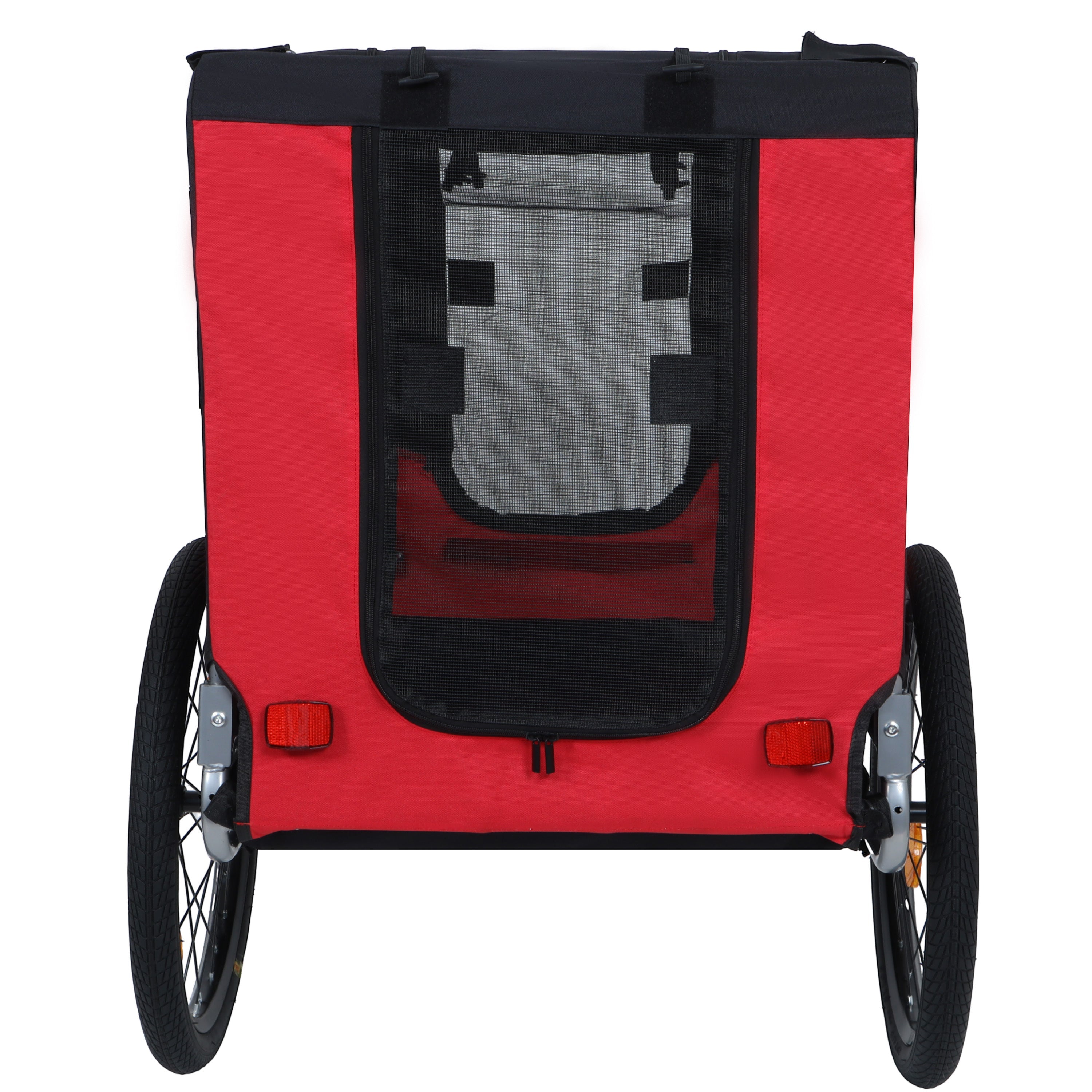 Large Folding Bike Trailer for Dogs – 66LB Capacity All-Terrain Pet Carrier, Durable Steel Frame for Cycling, Jogging, Camping & Outdoor Adventures, Black- Red