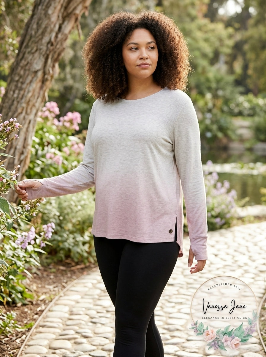Ideology Long Sleeve Gradient Print T-Shirt Athletic Top