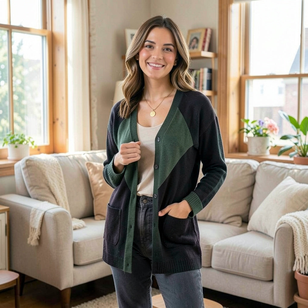 Alfani Colorblocked Open-Front Cardigan, Size Medium