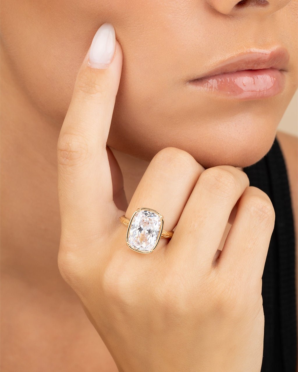 Sterling Silver Elongated Cushion Cocktail Ring 4ct & 8ct