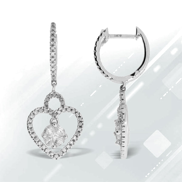 .50ct Diamond Dangle Earrings 14KT White Gold