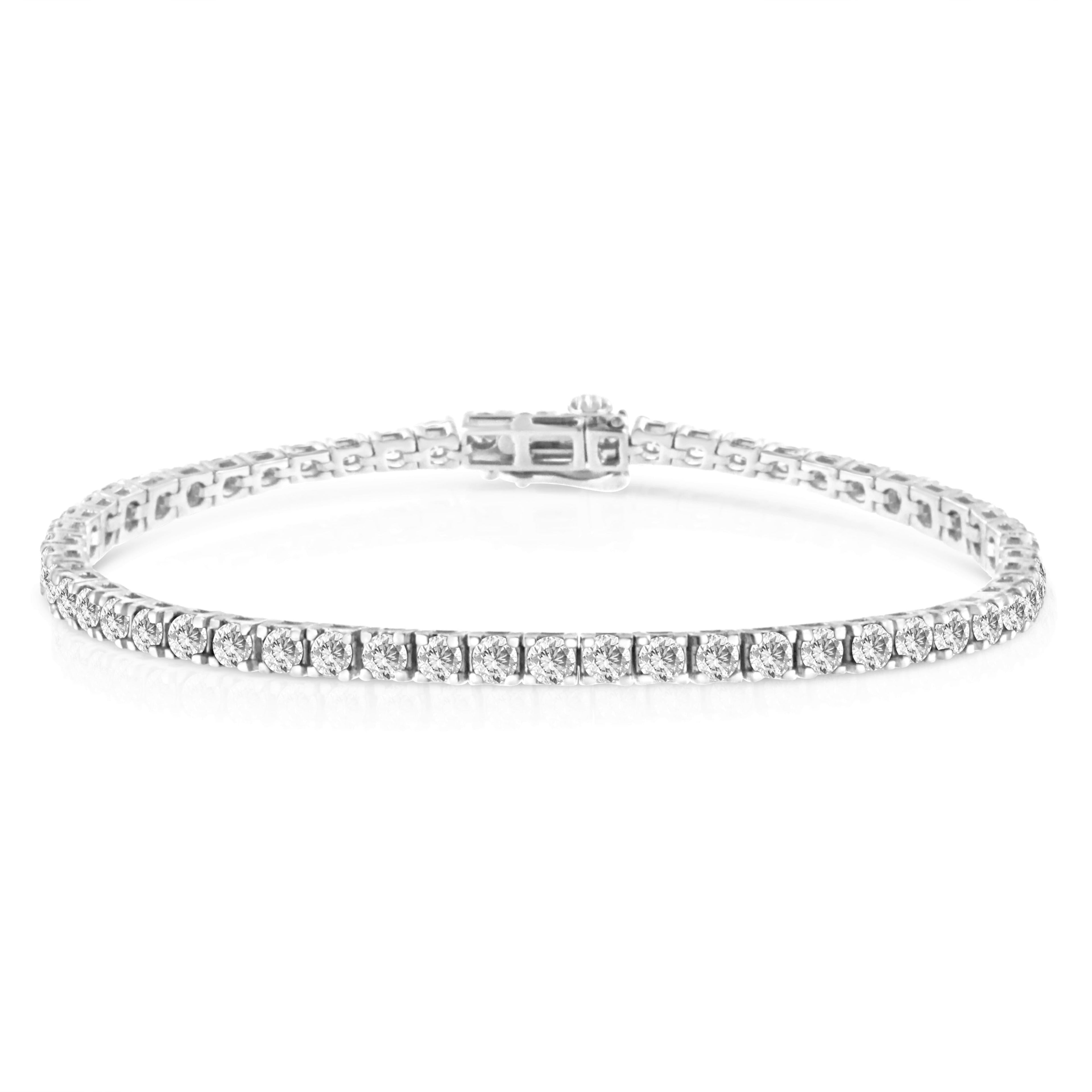 14K White Gold 5.00 Cttw Prong Set Lab Grown Round Diamond Classic Tennis Bracelet (F-G Color, VS2-SI1 Clarity) - 7.25"
