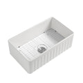 Fireclay 33' L X 20' W Farmhouse Kitchen Sink with Grid and Strainer