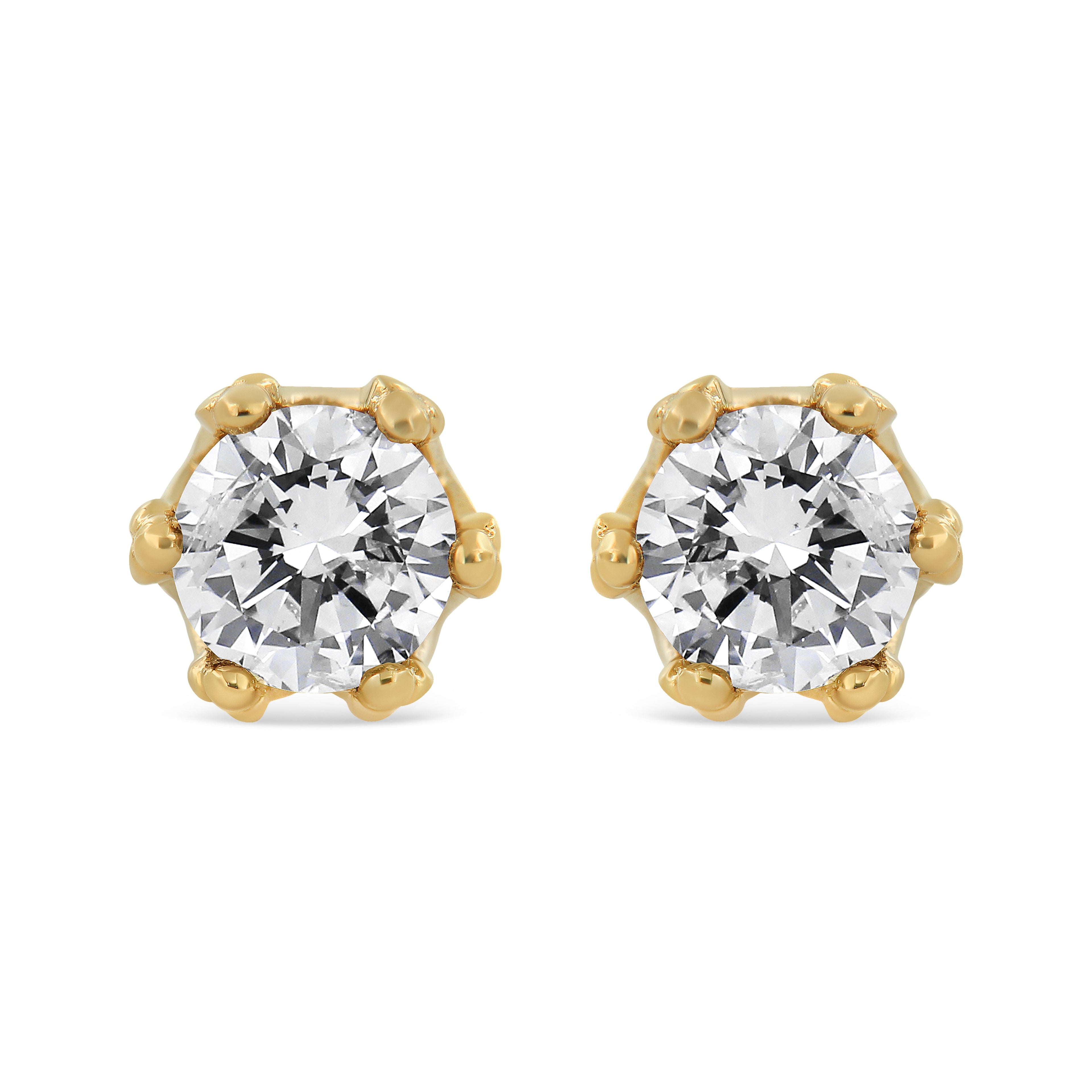 14K White Gold 1/2 Cttw Round Diamond Crown Stud Earring (I-J Color, I1-I2 Clarity)