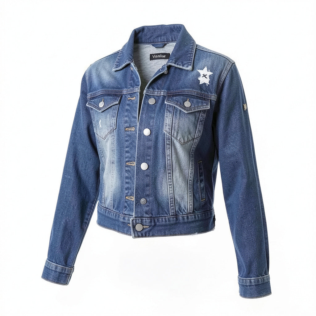 Vanilla Star Female Cropped Jean Jacket, Size Large