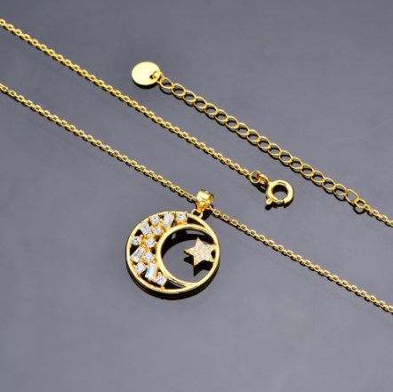 Korean Star and Moon Necklace, Women's Choker Chain