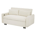 Modern Convertible Pull-out Sofa Bed with USB Ports and Pillows, Beige Corduroy, 57.48 inches