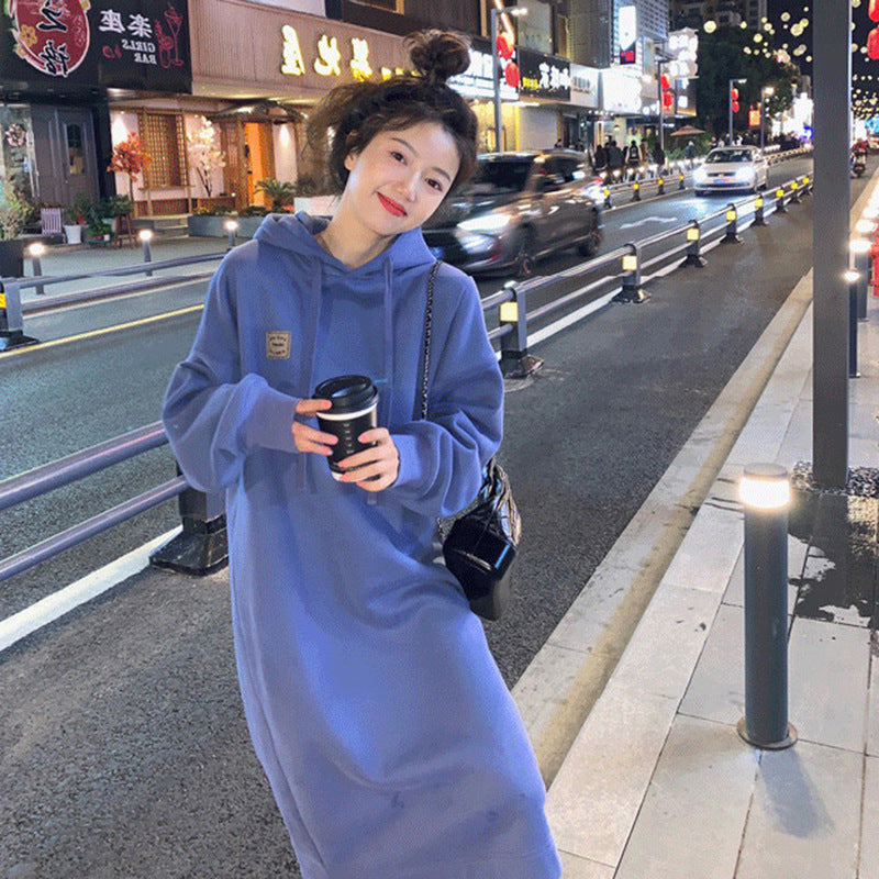 Women's Long Hooded Brushed Hoody Dress