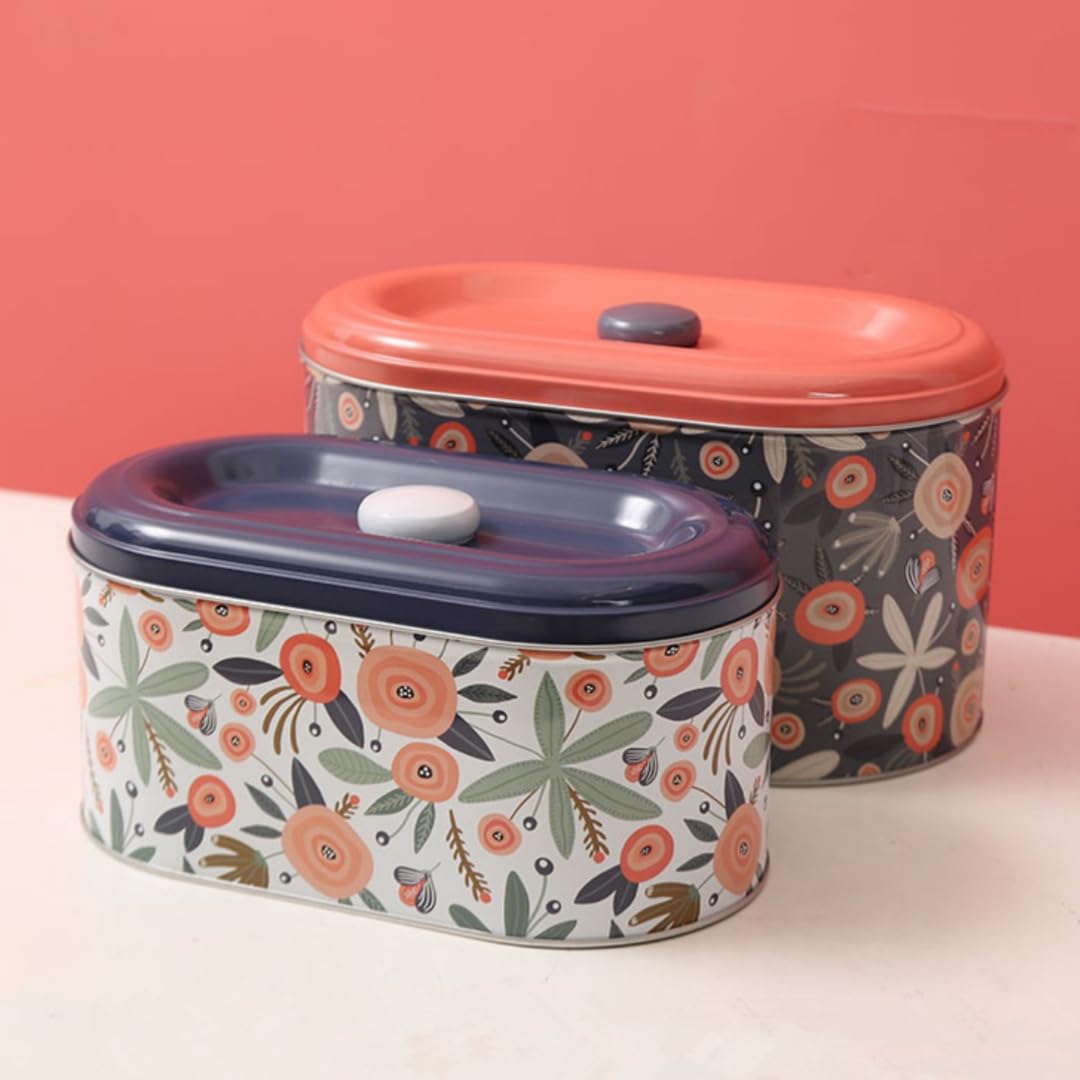 TUSIMI Tin Cookie Snack Jars Biscuit Storage Tin Canister Cookie Jar Home Kitchen Food Gifts Storage Containers with Lid for Biscuit Cookie ChocolatesToddler Food Baby Snacks | Food-Safe