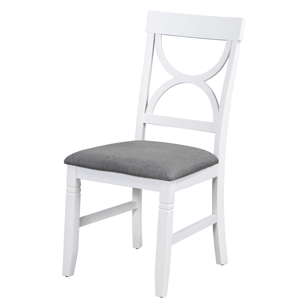 TOPMAX 6-Piece Wood Dining Table Set Kitchen Table Set with Upholstered Bench and 4 Dining Chairs, Farmhouse Style,Gray+White (old sku: SP000003AAK)