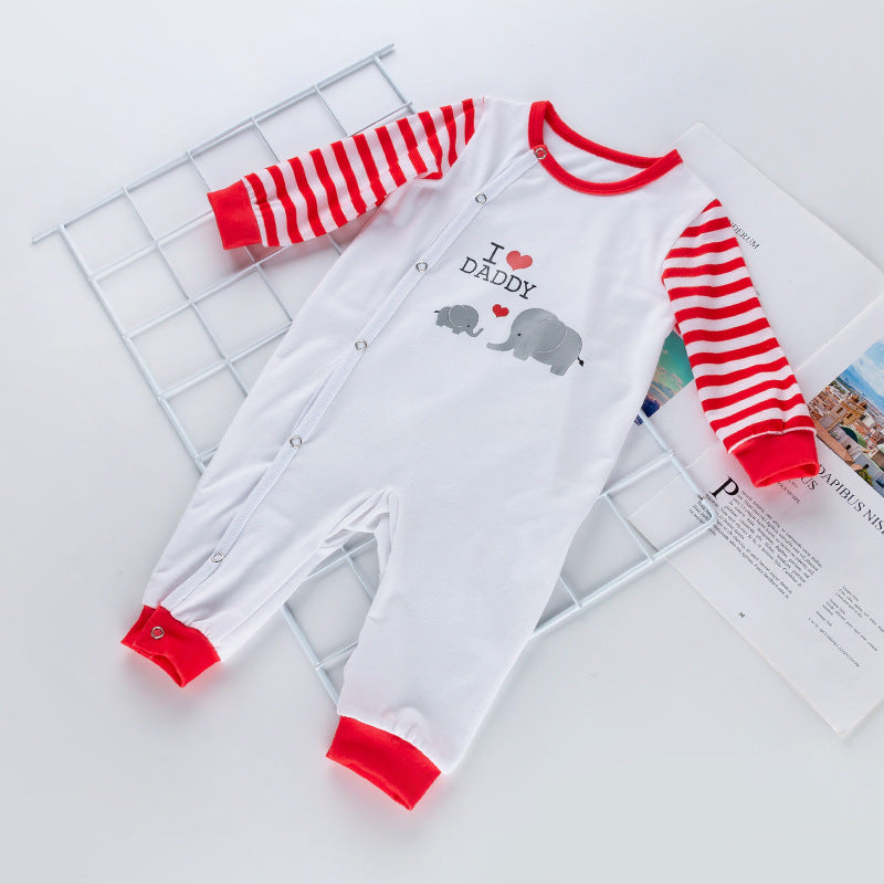 New Father's Day Baby Outfit: Red Striped Cotton Romper