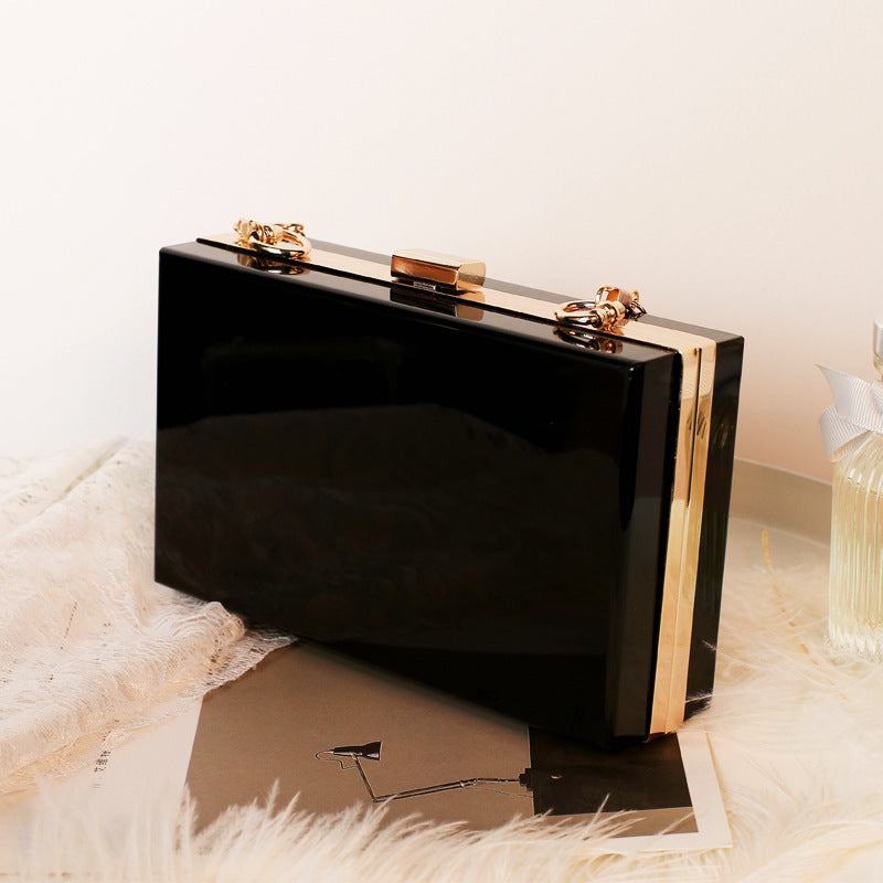 Transparent Acrylic Evening Clutch with Chain Shoulder Bag