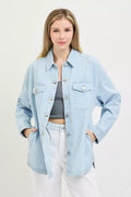 RISEN Oversized Stripe Denim Shaket