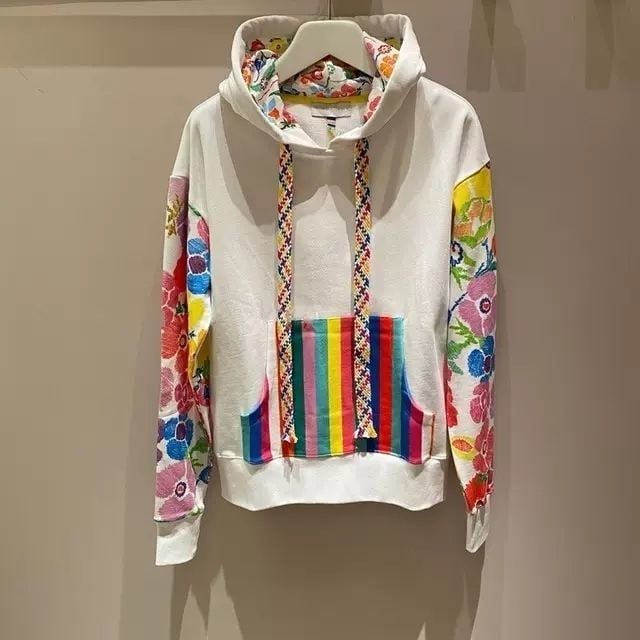 Fashionable Women's Printed Waffle Sleeve Sweatshirt