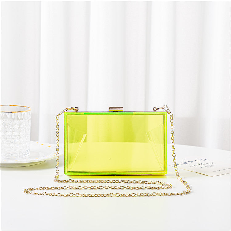 Transparent Acrylic Evening Clutch with Chain Shoulder Bag