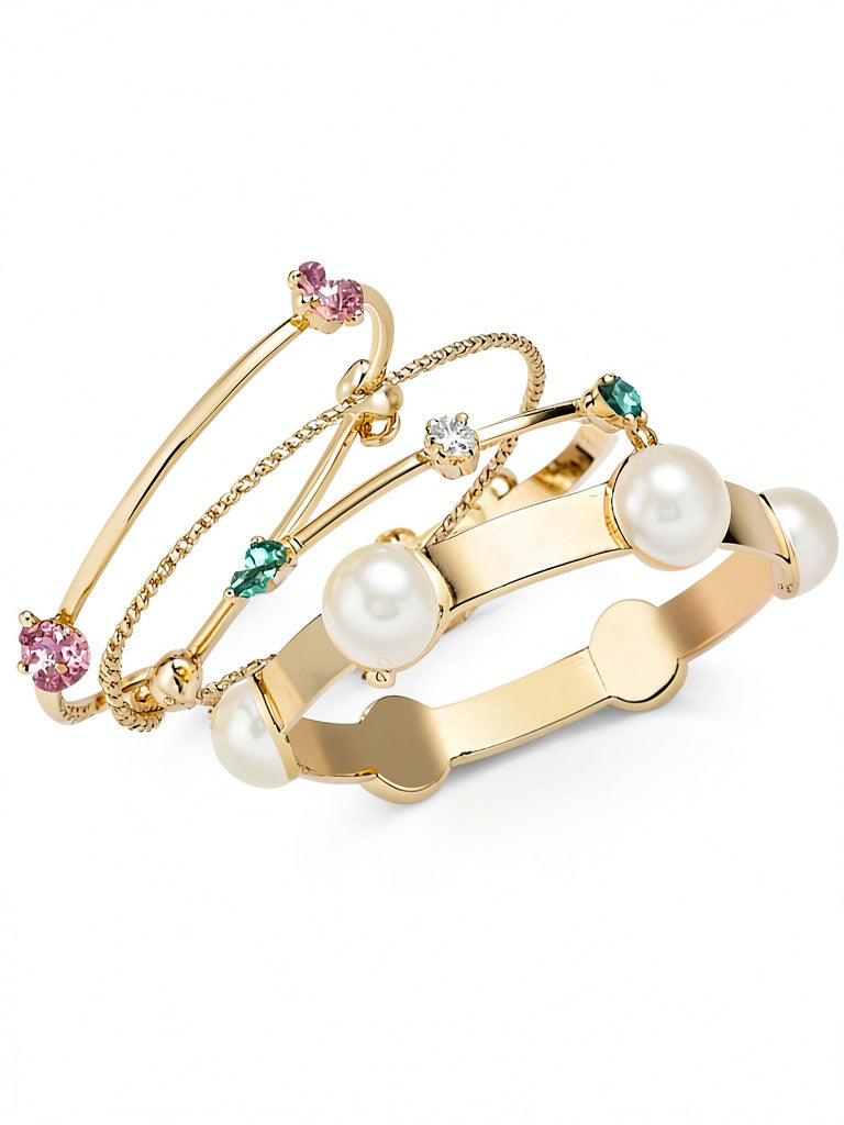 Thalia Sodi Gold-Tone 4-Pc. Set Imitation Pearl and Crystal Bangle Bracelets