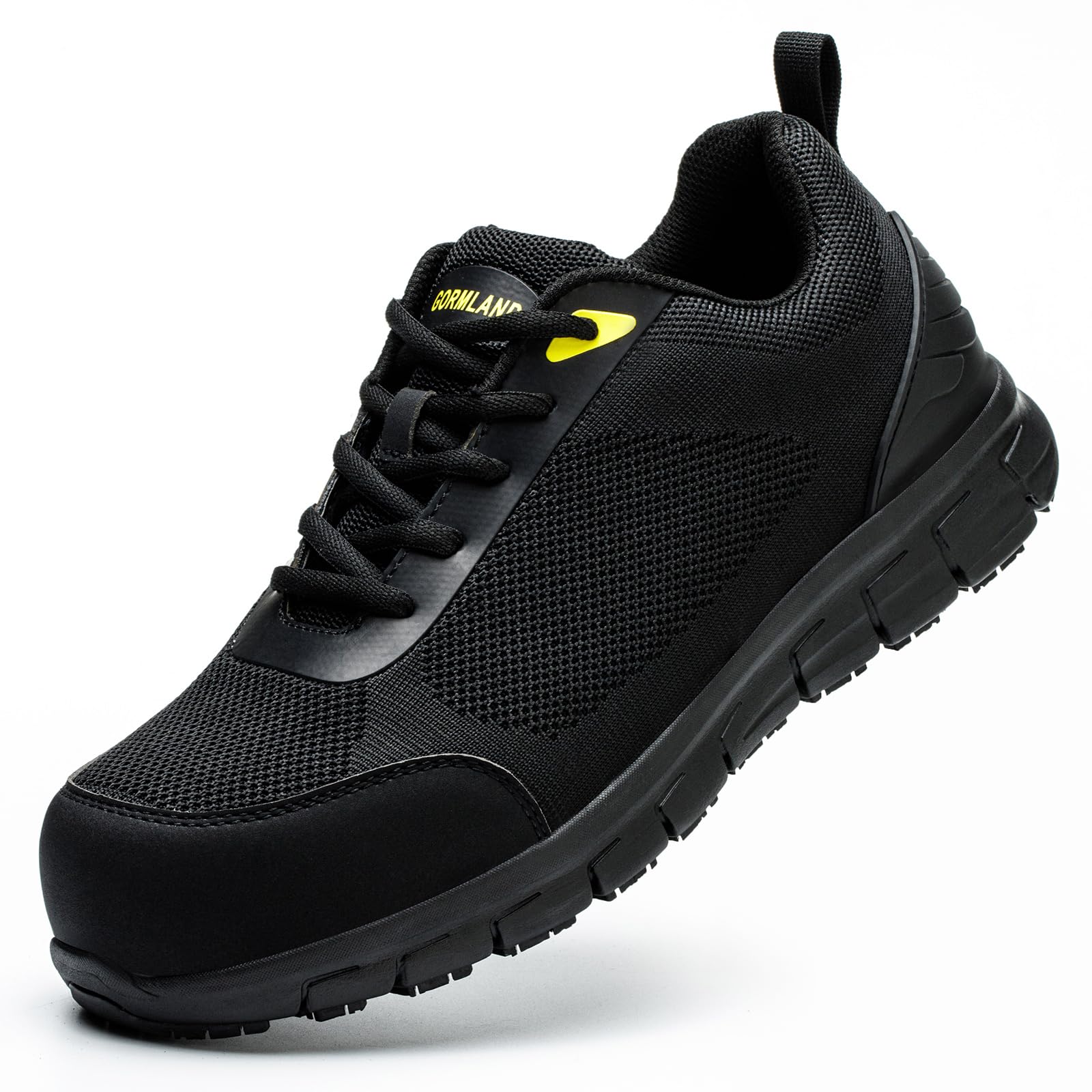 Composite Toe Shoes for Men Non Slip Work Shoes ESD Shoes Steel Toe Sneakers Shoes Puncture Proof Safety Shoes Construction Breathable Lightweight Black