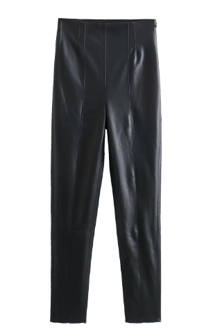 Women's Slim Solid Color PU Leather Trousers