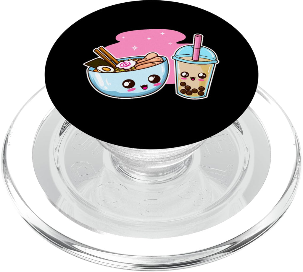 Ramen Bubble Tea Boba Japanese Noodles K-Pop Fun Anime Gift PopSockets PopGrip: Swappable Grip for Phones & Tablets PopSockets MagSafe PopGrip for iPhone