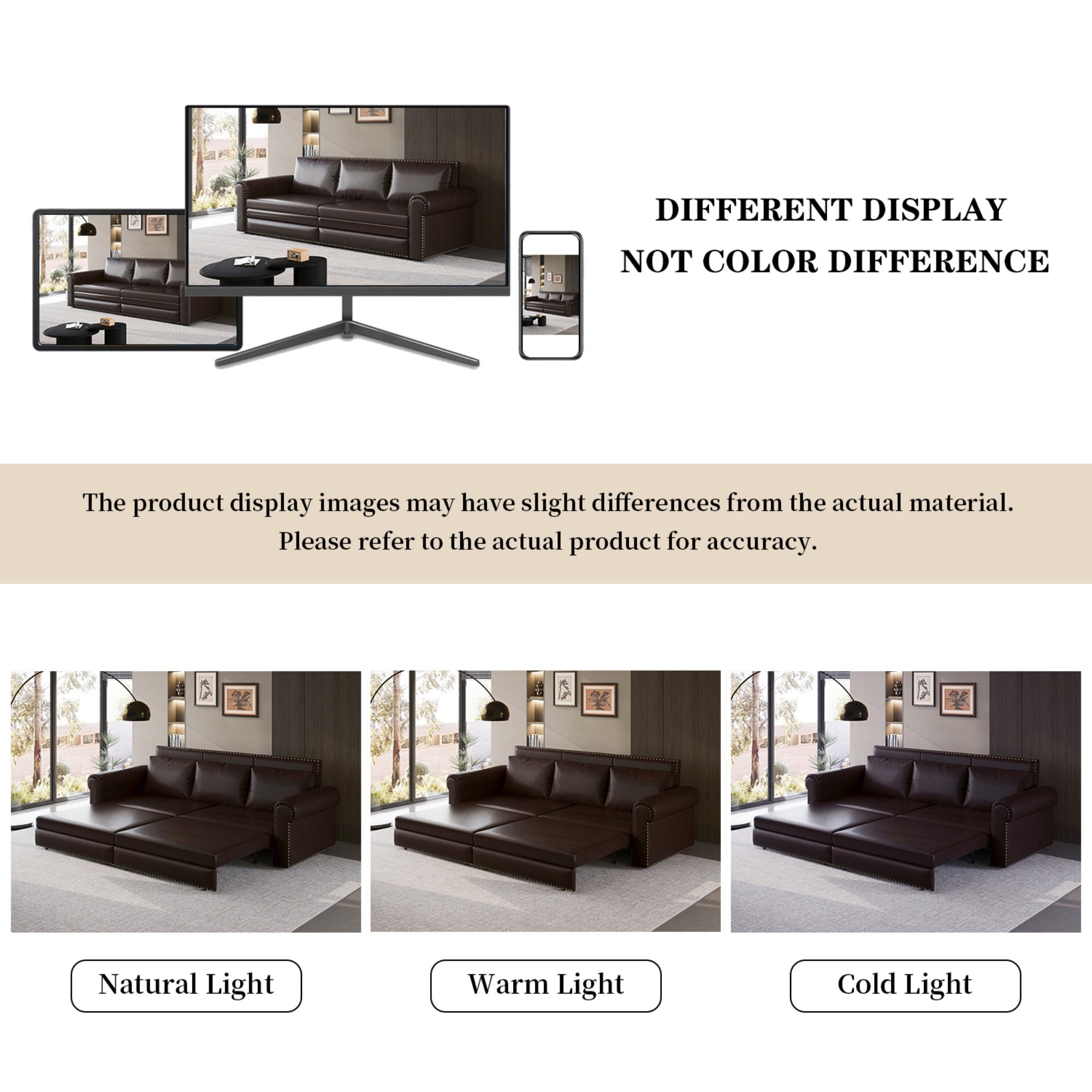 93.7 ' Pull Out Sofa Bed, 3-in-1 Faux Leather Convertible Sleeper Sofa with Nailhead Trim & Rolled Arm,Multi-Functional Sofa Bed for Living Room,Bedroom,Apartment,Office
