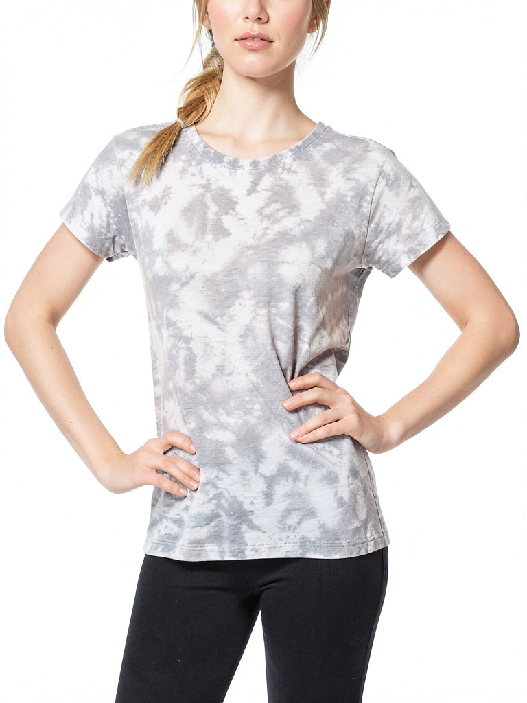 Ideology Tie-Dyed Cutout-Back T-Shirt, Grey, Size Large