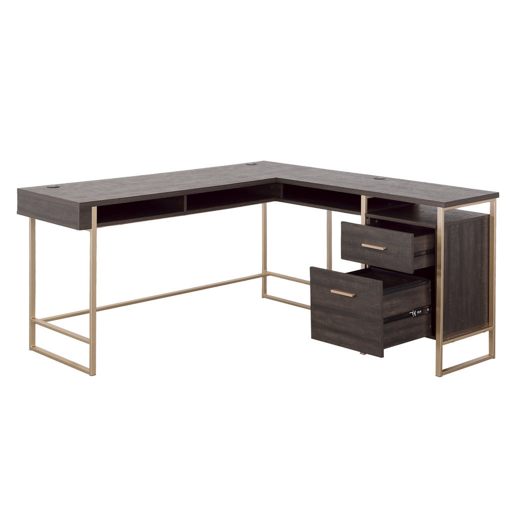 L-Shaped Desk, Black finish