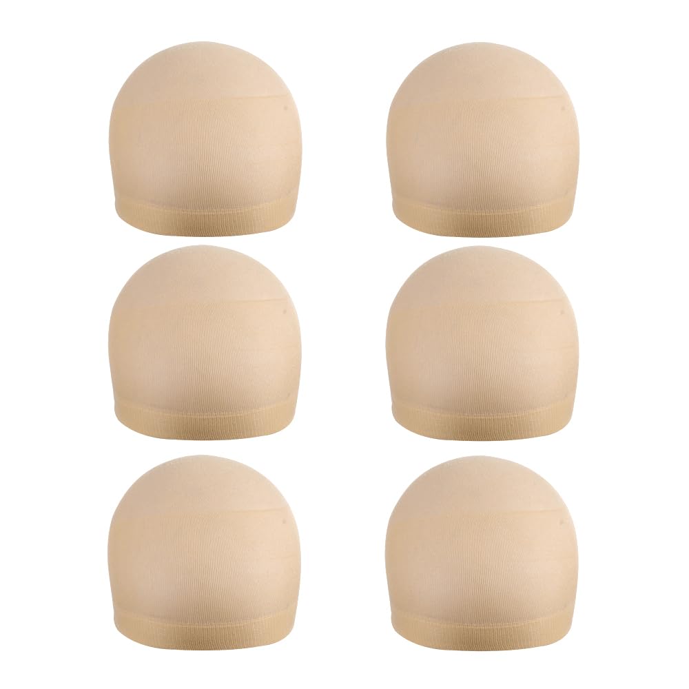 YANTAISIYU 6 Pieces Wig Caps Stocking Wig Cap for Lace Front Wigs Nylon Wig Cap for Women Mesh Wig Cap (Beige)