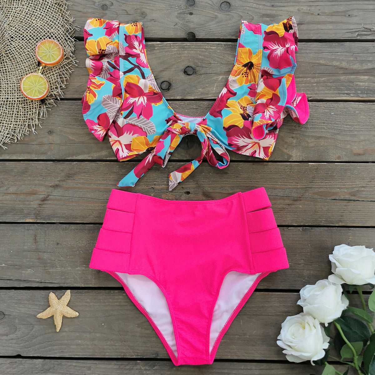 2024 New Ruffled High-Waisted Bikini Swimsuit