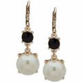 Anne Klein Gold-Tone Stone & Imitation Pearl Drop Earrings ? Pearl