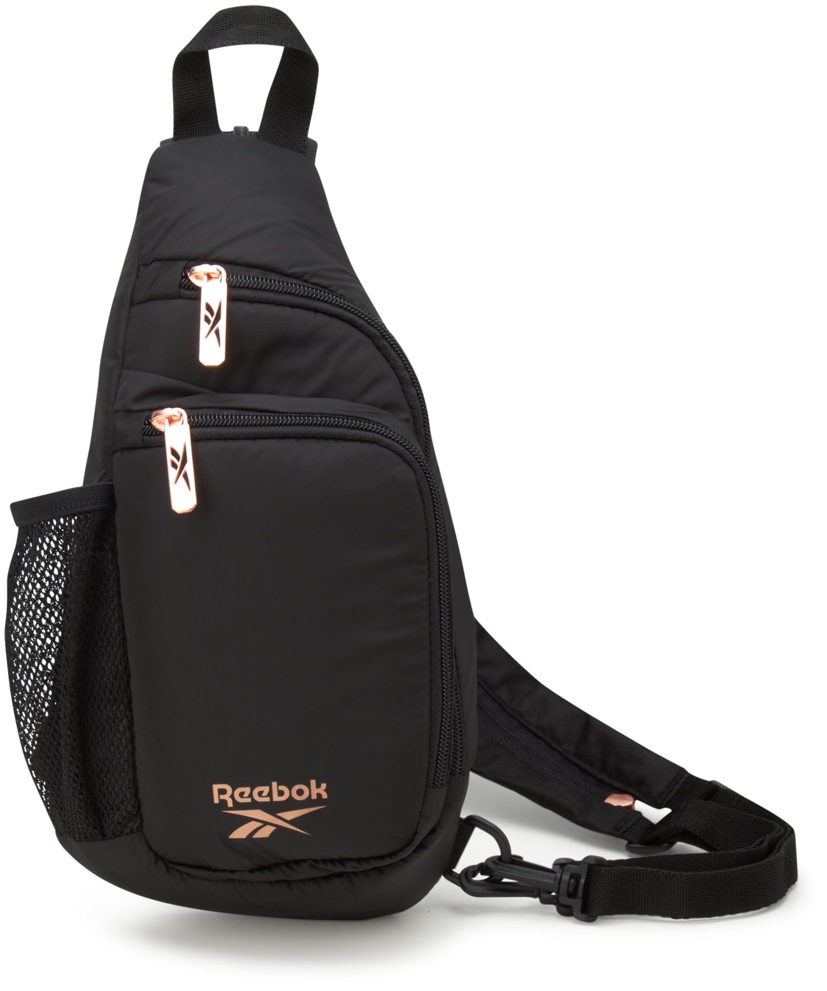 Reebok Womens Crossbody Bag - Sling Purse Shoulder Bag with Adjustable Strap - Mini Crossbody Bag for Women Black With Contrast Logo