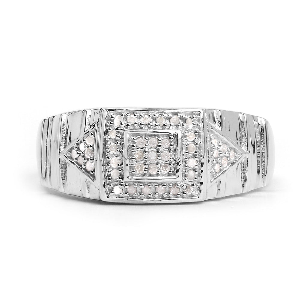 14K White Gold Plated 0.21 Carat Genuine White Diamond .925 Sterling Silver Ring