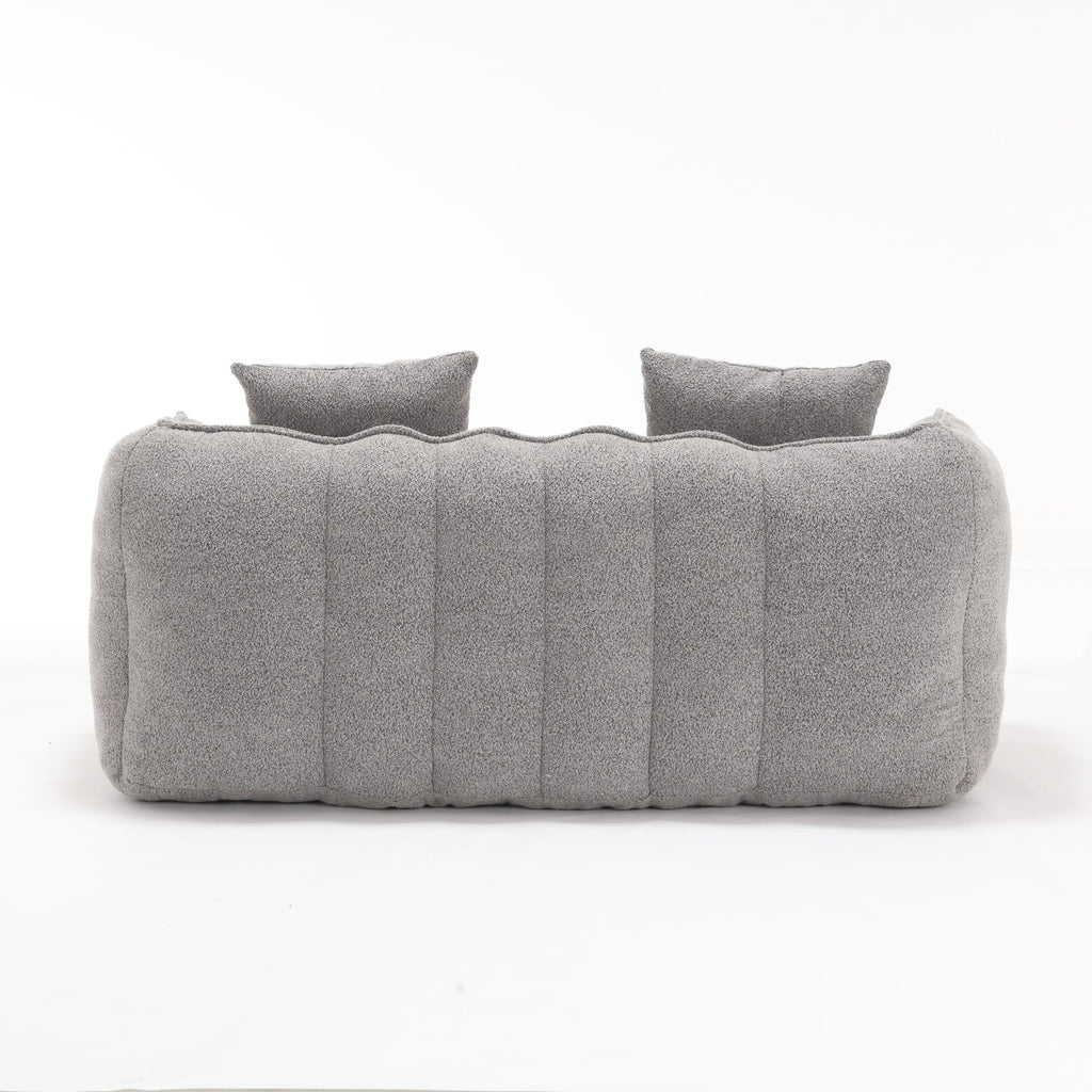 Cozy Beanbag Chair with High Resilience Foam Core for Two - Grey Chenille, 66x35x25 inches