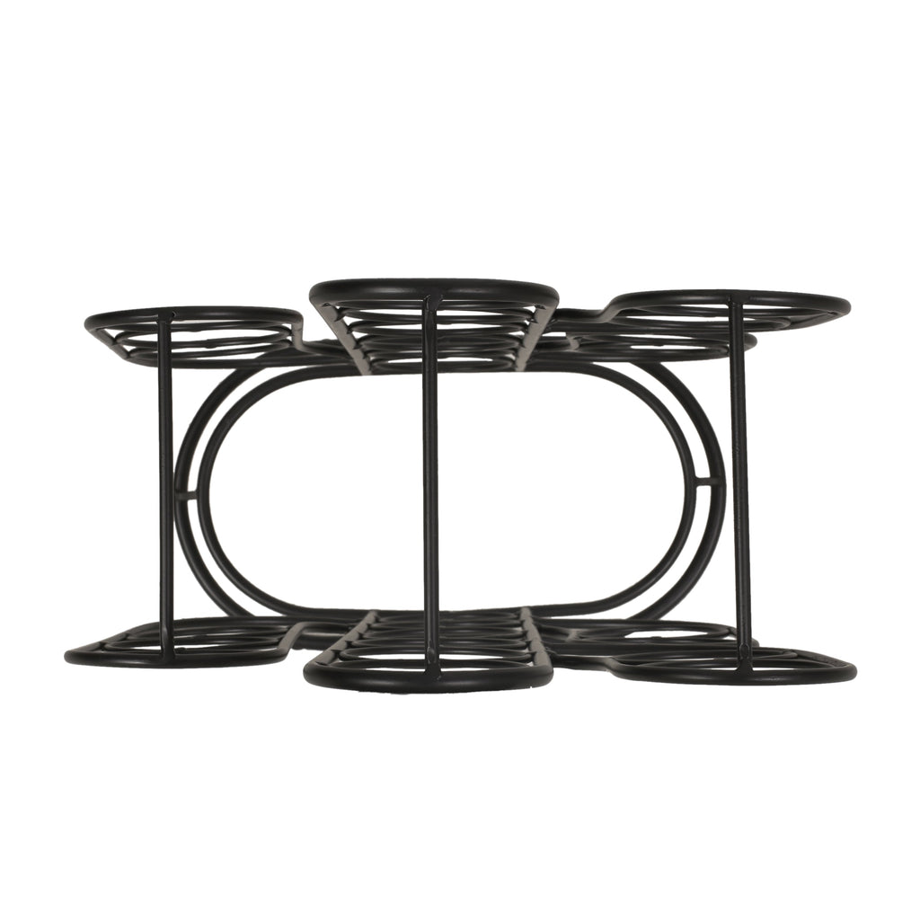 Modern Industrial Tabletop Wine Rack with Cactus Design in Black Metal for 13 Bottles