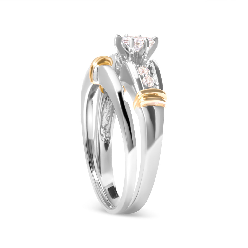 14K Yellow and White Gold 1/3 Cttw Marquise Diamond Cocktail Engagement Ring Set (H-I Color, SI1-SI2 Clarity) - Size 7