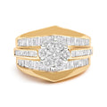 14K Yellow Gold 2-1/3 Cttw Diamond Cluster Channel Set Chevron Shaped Band Engagement Ring & Wedding Band Set