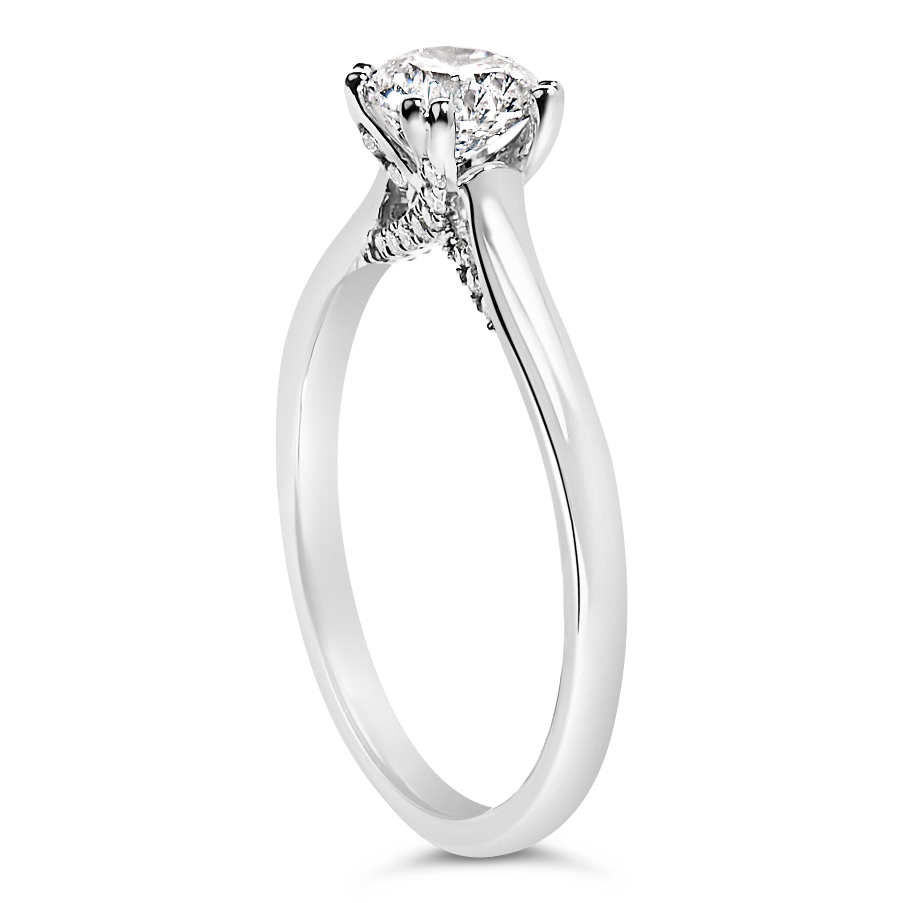 14K White Gold 7/8 Cttw Lab Grown Diamond Solitaire Cathedral Style Engagement Ring (F-G Color, VS1-VS2 Clarity) - Size 5
