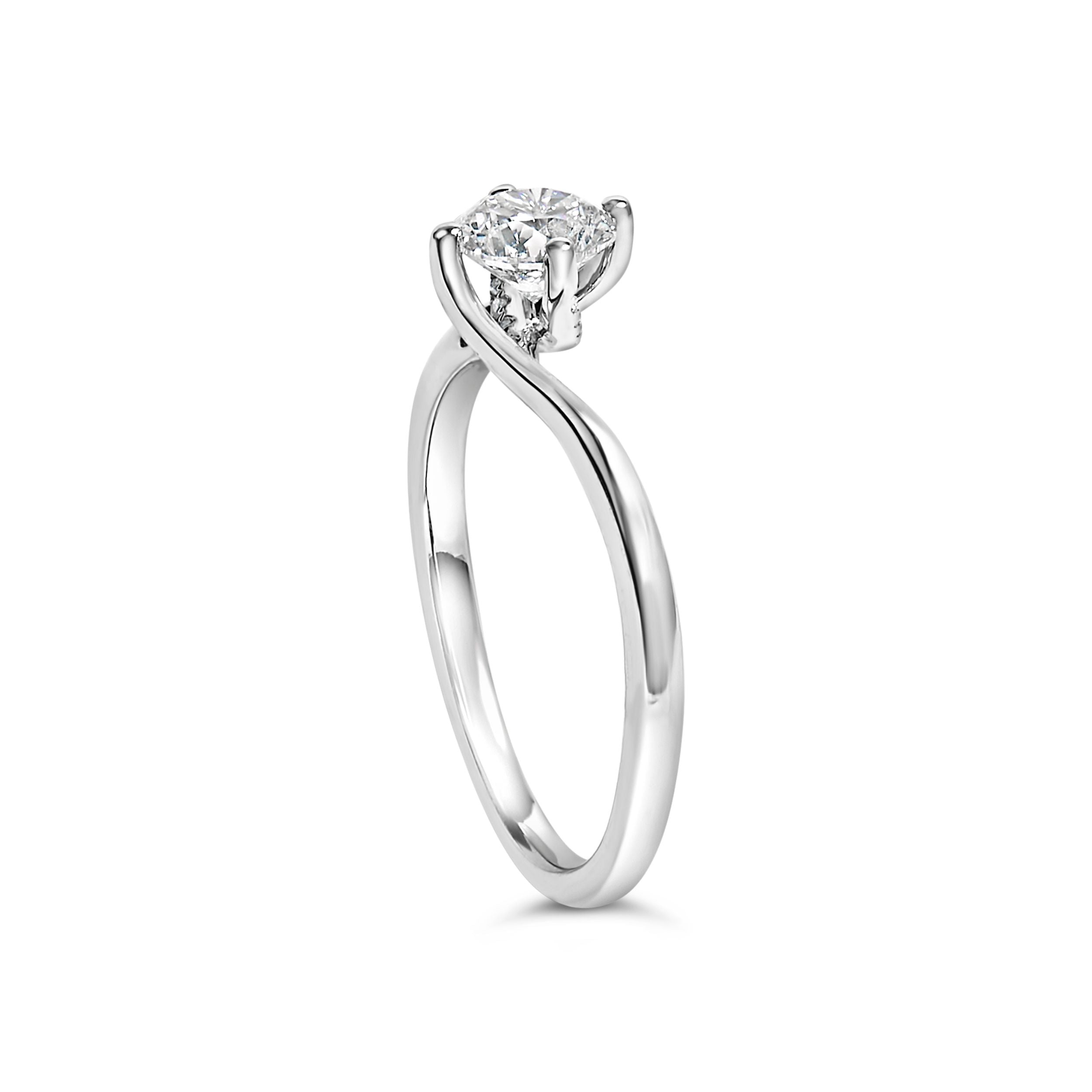14K White Gold 4/5 Cttw Round Lab Grown Diamond Bypass Solitaire Engagement Ring (F-G Color, VS1-VS2 Clarity) - Ring Size 5